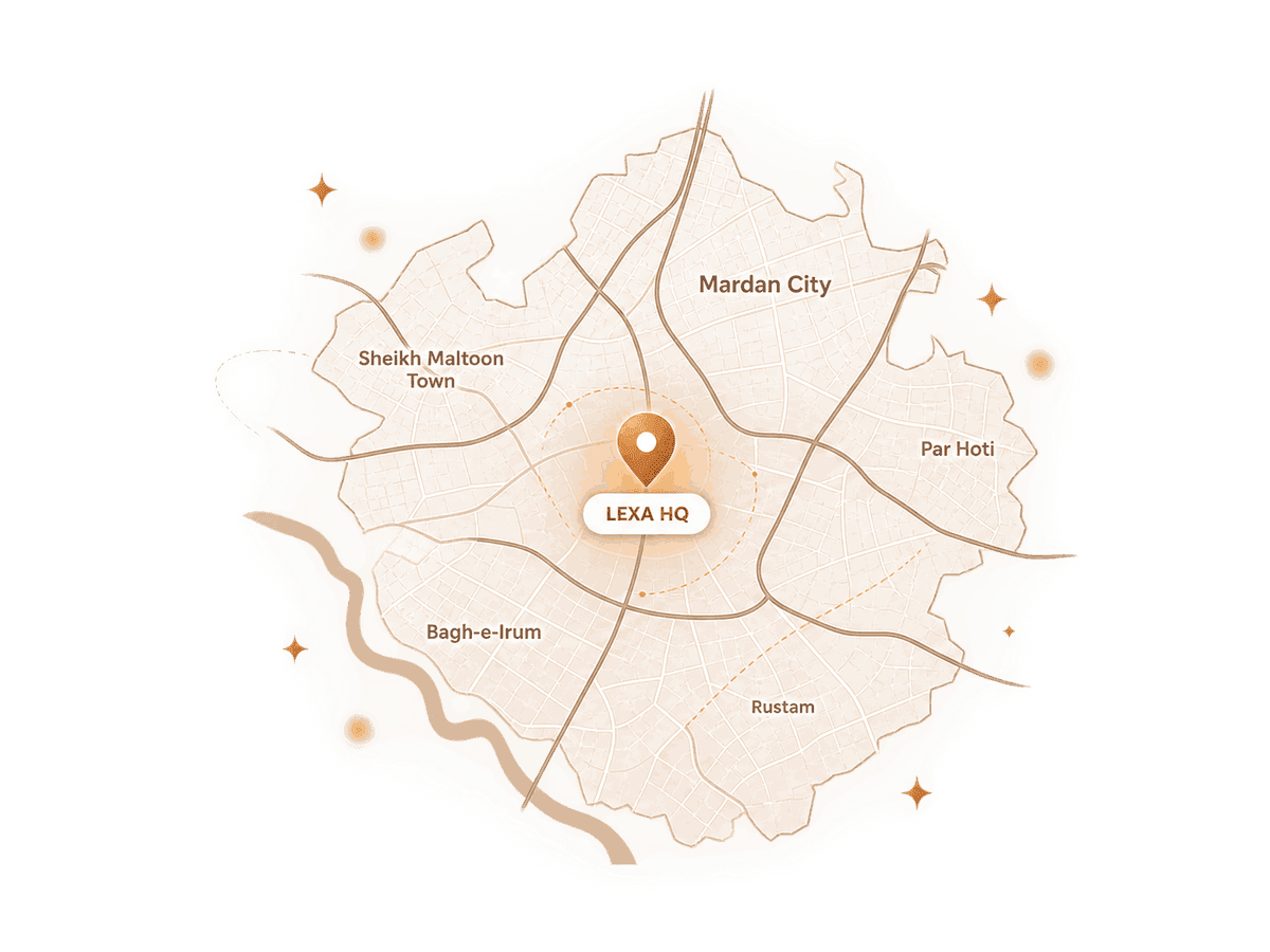 LEXA HQ location on Mardan map